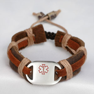 Leather and Hemp Medical Bracelet